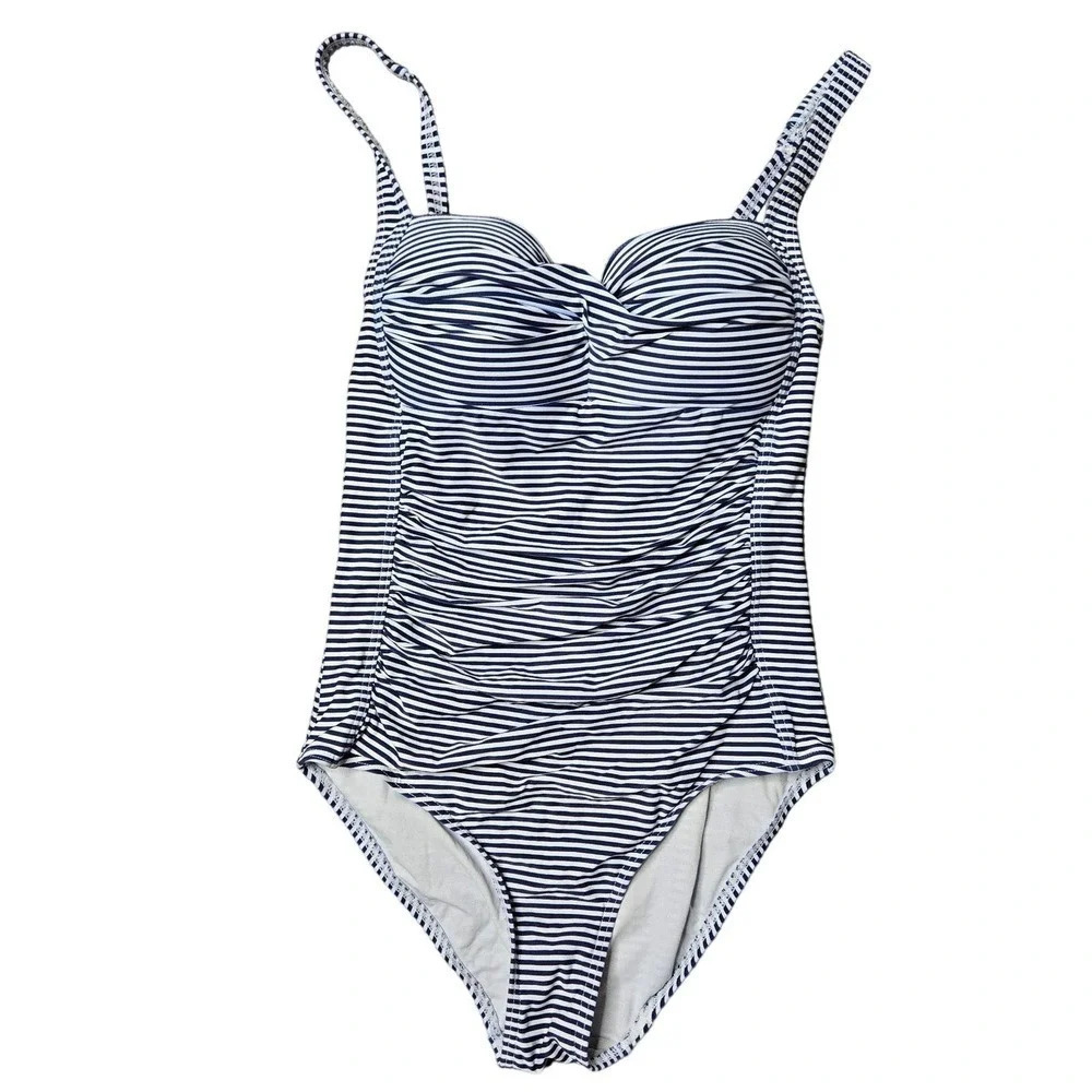 Nip Tuck Swim Striped Ruched One Piece Swimsuit